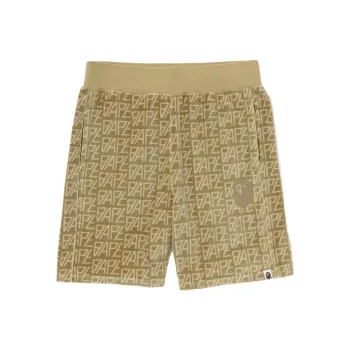 A BATHING APE Logo Monogram Velour Shorts