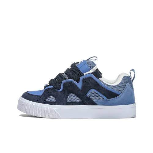 FERW Nightly Woven Shadows Coverage Abrasion Resistant, Breathable Low Top Skateboard Shoes Unisex Blue Black