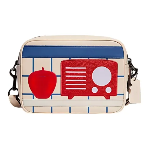 COACH Flight Cow Leather Crossbody Bag Trumpets Men's Ecru