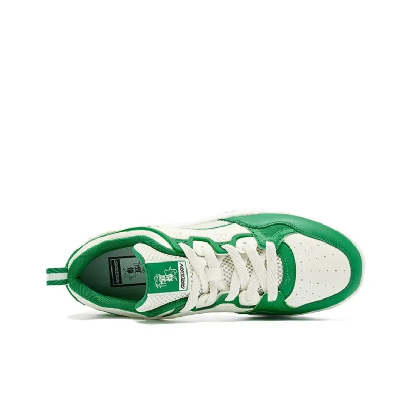 QIAODAN Non slip Lightweight Low Top Skateboard Shoes Men's White Green-3