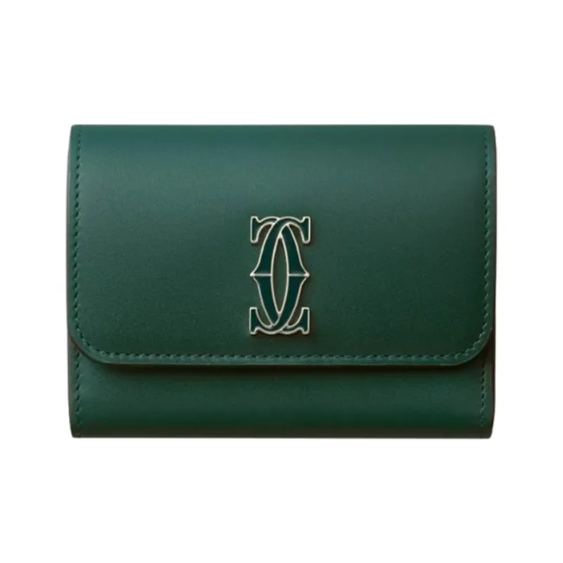 CARTIER C De Cartier Collection Calfskin Wallet Mini Women's Green-0