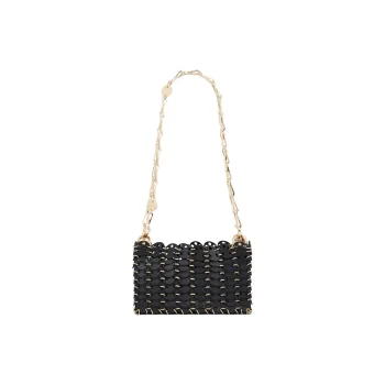 Paco Rabanne Calfskin Shoulder Bag Women's Black & Gold
