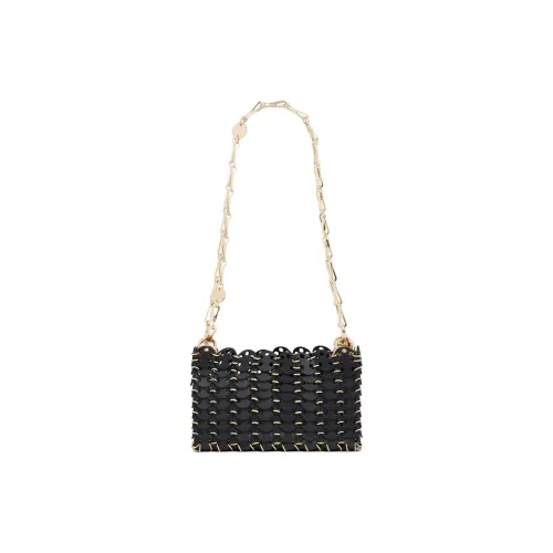 Paco Rabanne Calfskin Shoulder Bag Women's Black & Gold