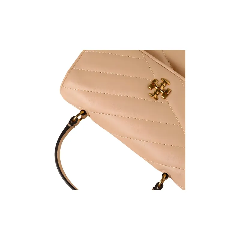 TORY BURCH Kira Chevron Mini Top Handle Chain Wallet Apricot-4
