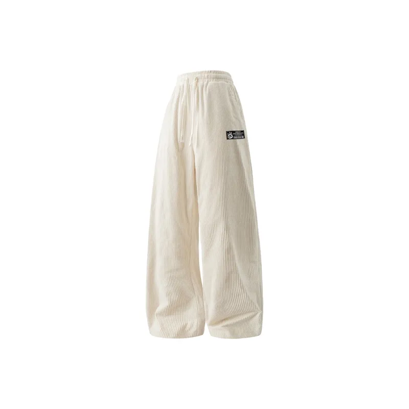 CULT OF INDIVIDUALITY Casual Pants Graffiti Print, Corduroy Loose Fit Versatile Straight Fit Thickened Pants Unisex-17
