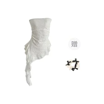 CPAURA Strapless Top Women's Apricot+Bowknot Hair Tie Comes With