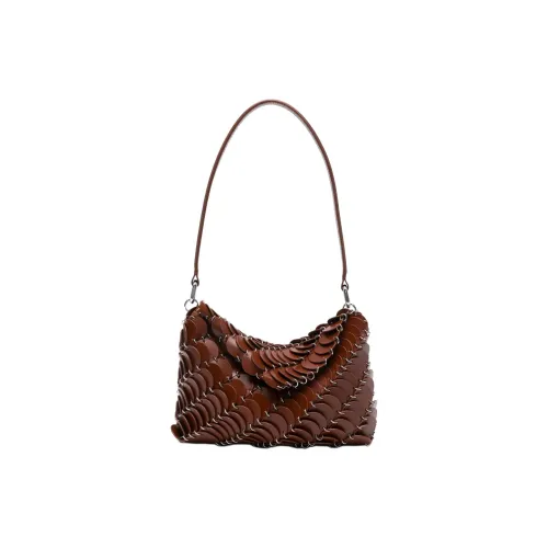 Paco Rabanne Calfskin Shoulder Bag Women's Brandy Brown