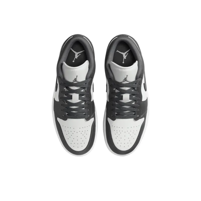 Jordan Air Jordan 1 Anti Slip Wear Resistant Low Top Vintage Basketball Shoes Unisex Gray White-3