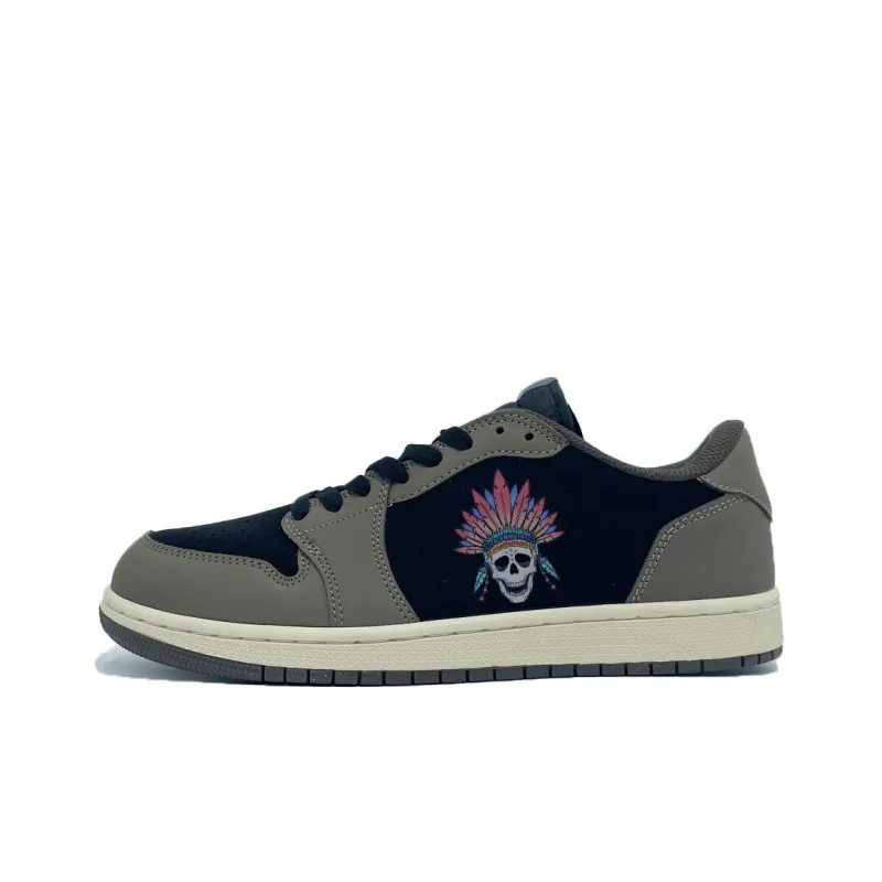 PAIN OR PLEASURE Low Top Skateboard Shoes Unisex Black Gray-0