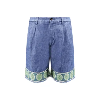 Valentino Frayed Edge Denim Bermuda Shorts