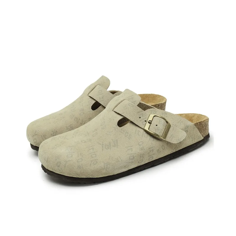 X ZONE Cork Sole Graffiti Abrasion Resistant Slip Resistant Closed Toe Slippers Unisex-3