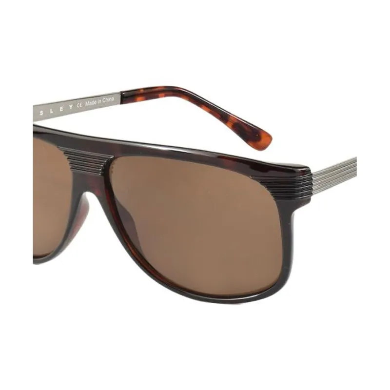 XISILI Metal Acetate Square Sunglasses Men's Brown-1
