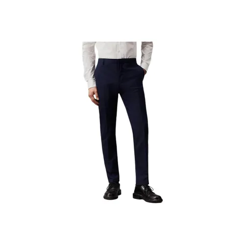 CK/Calvin Klein Slim Wool Stretch Suit Trousers Casual Pants Men's Ink Blue