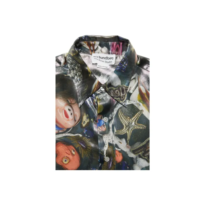 Acne Studios Graphic print Lamé Shirt-3