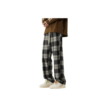 BTR Casual Pants Unisex Black White Plaid