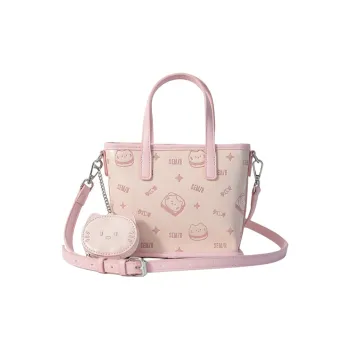 SEM/R Kitten Sketch Synthetic Leather Handbag Medium Size Women's Multicolor