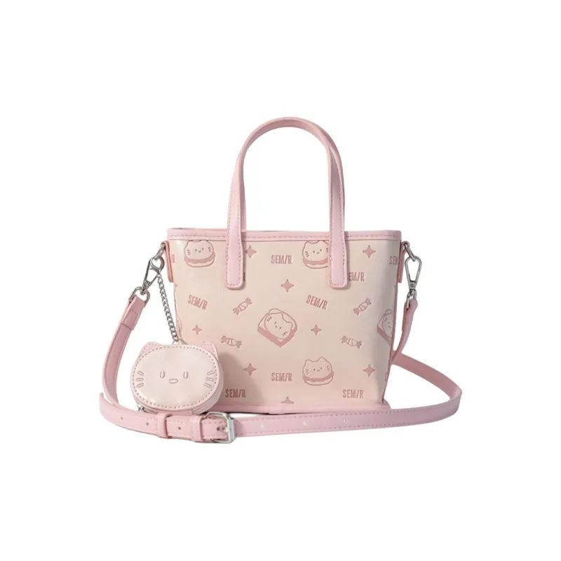 SEM/R Kitten Sketch Synthetic Leather Handbag Medium Size Women's Multicolor-0