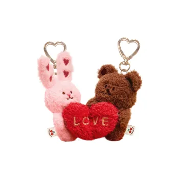 VANWALK Plush Charm Bag Accessory Unisex Pink Red Brown