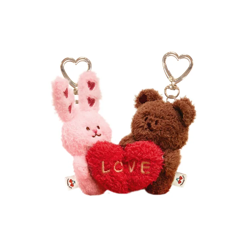 VANWALK Plush Charm Bag Accessory Unisex Pink Red Brown-2