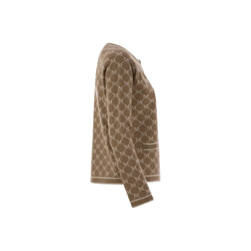 'S MAX MARA All Over Logo Patterned Crewneck Cardigan-2