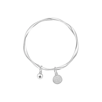 Yuanyanghuangjin 999 Fine Silver Bangles Women's