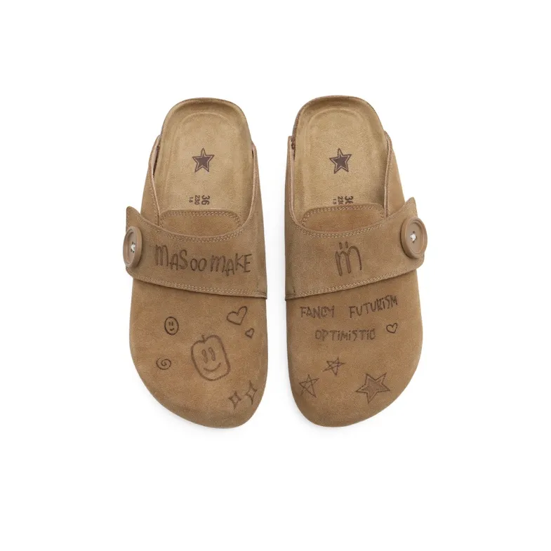 MASOOMAKE Rubber Sole Embroidery Closed Toe Slippers Women's-3