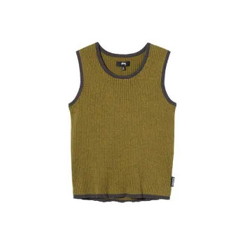 Stussy Tank Tops Women's Yellow Green