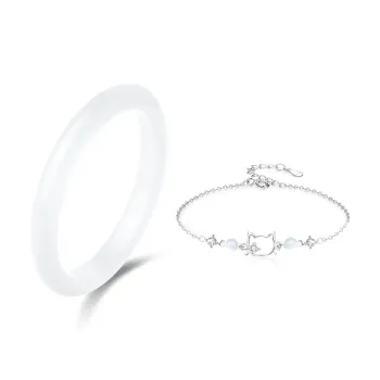 JOYDINNY Glass Cat Eye Jade Bangles Women's