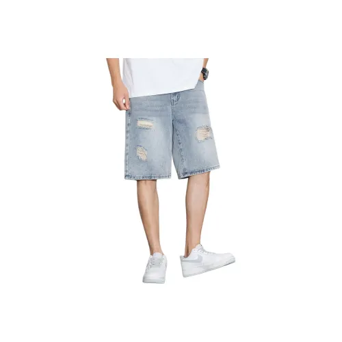 Tonlion Denim Shorts Men's Gray Blue