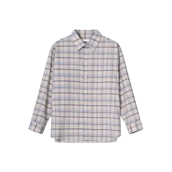 ROOLRREN Shirt Men's Blue White Plaid