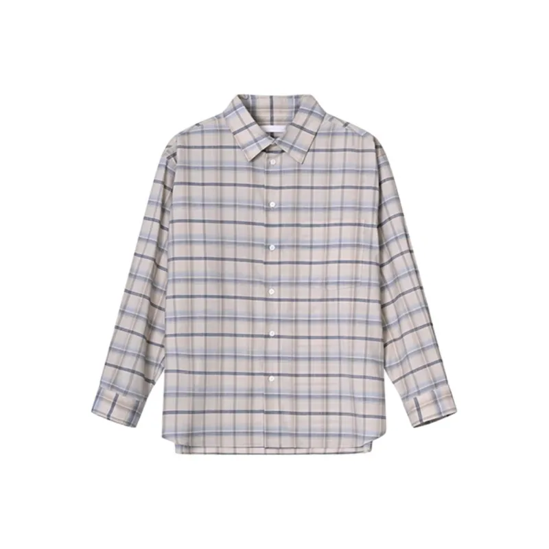 ROOLRREN Shirt Men's Blue White Plaid-0