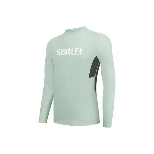 SISII LEE 라이트 그레이 그린 재봉선 남성 남성 수영복