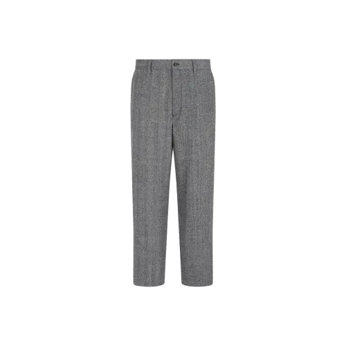 EMPORIO ARMANI Chevron Jacquard Virgin Wool Flat front Trousers