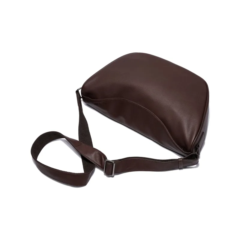 Ace Paul Cow Leather Crescent Bag, Small Square Bag, Shoulder Bag, Crossbody Bag Medium Size Unisex Black-12