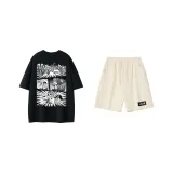 Black Top+Apricot Shorts