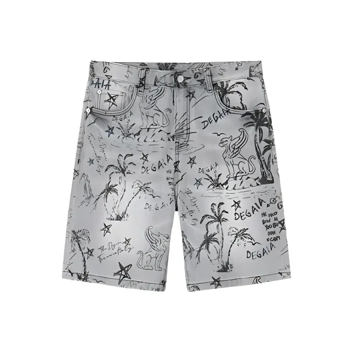 DEGAIA SS24 Denim Shorts Men's Light Gray-0