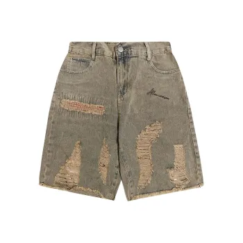 AI3 Denim Shorts Unisex Yellow Mud