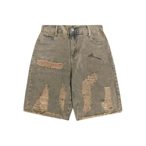 AI3 Denim Shorts Unisex Yellow Mud