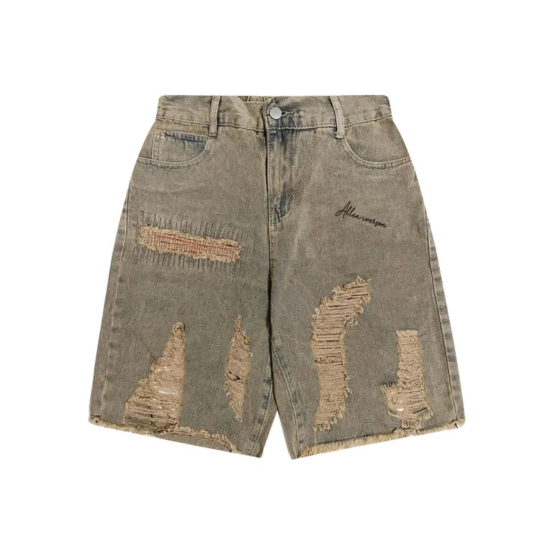 AI3 Denim Shorts Unisex Yellow Mud-0