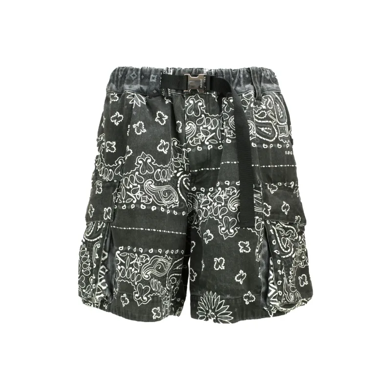 Sacai Bandana print Belted Bermuda Shorts-0