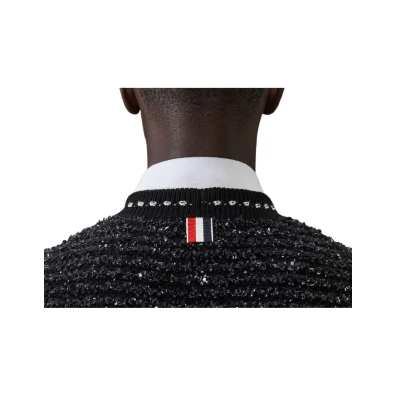 THOM BROWNE V neck Tweed Cardigan-4