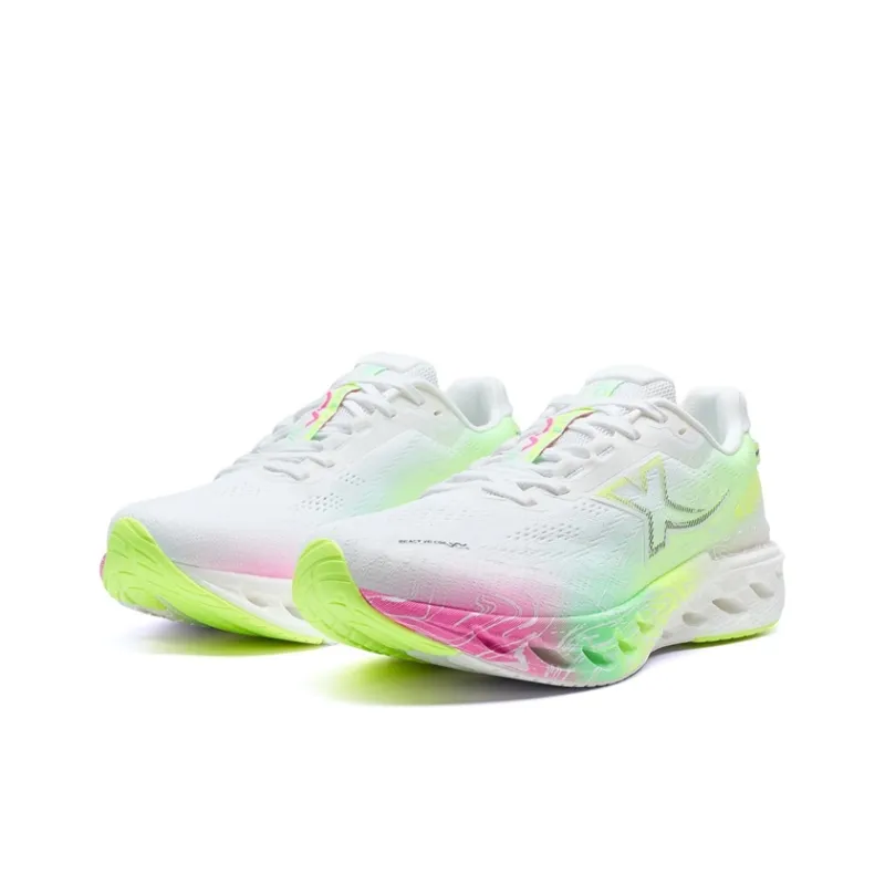 XTEP Cushioning Spin 12 Running Shoes Men Low Top Classic White, Fluorescent Light Yellow Green-2
