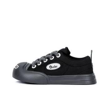 Ouder Smiler Laughs Series Anti Slip Wear Resistant Low Top Canvas Skateboard Shoes Unisex Black