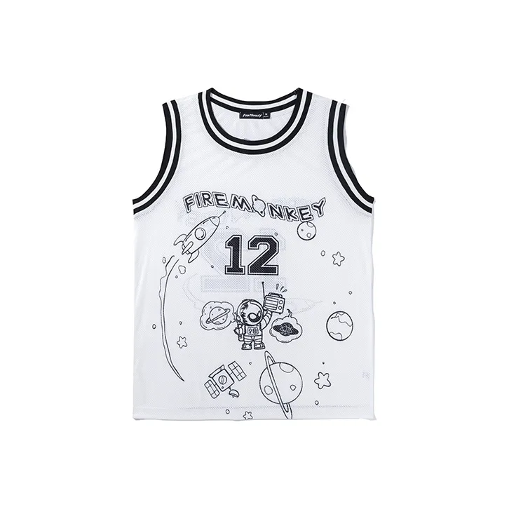 FireMonkey Basketball Jerseys Unisex White-27