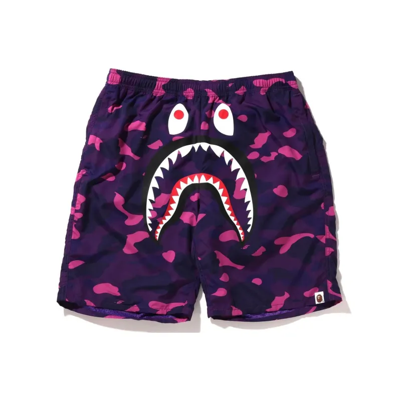 BAPE Color Camo Shark Beach Shorts-4