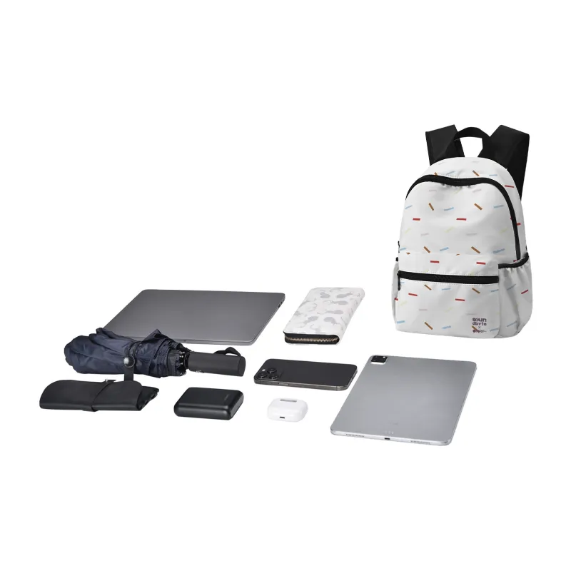 Soundbyte Polyester Backpack Unisex White-4