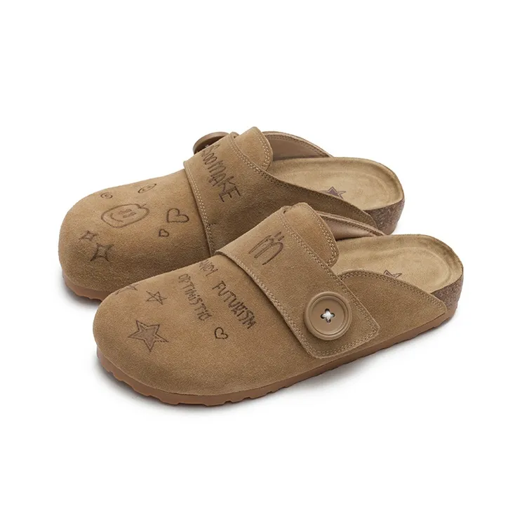 MASOOMAKE Rubber Sole Embroidery Closed Toe Slippers Women's-1