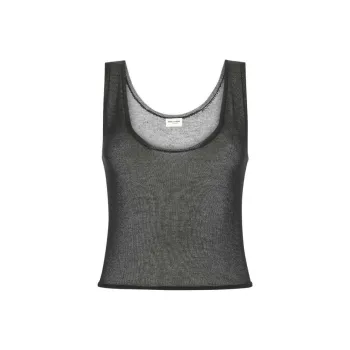 SAINT LAURENT Semi Sheer Sleeveless Tank Top