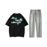 Clothing Set (Black Short-Sleeved Shirt+Jeans)