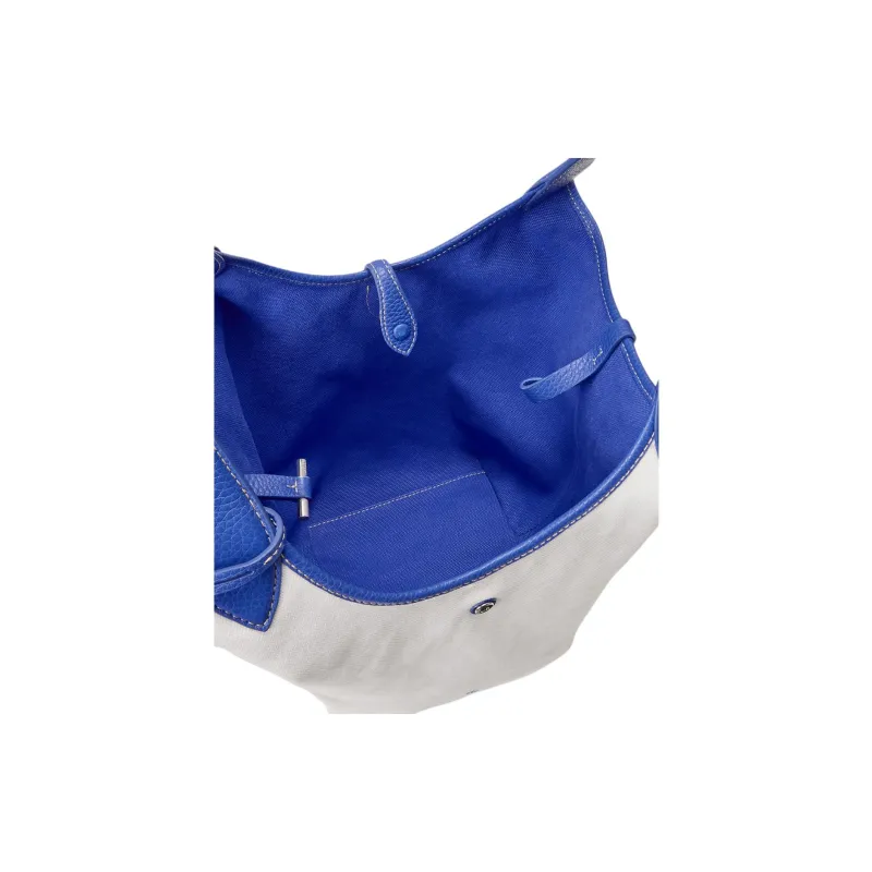 Polo Ralph Lauren Fabric Tote Bag, Shopping Bag, Shoulder Bag, Handbag Women's White & Jellyfish Blue-3